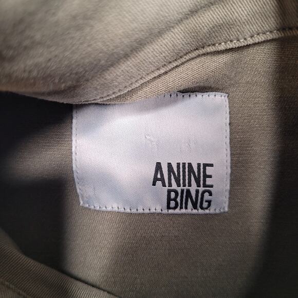 Anine Bing Jacket Womens Medium Green Utility Military Epaulettes Zip Stand Up - Picture 6 of 9